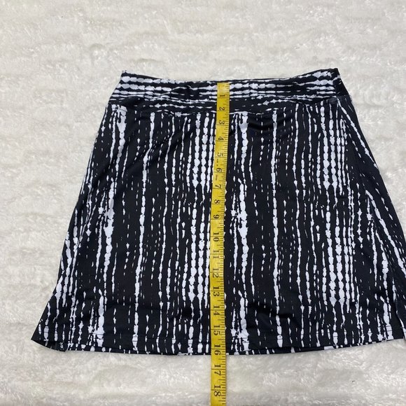 Women's A-Line Skirt Small Black Linear Linde Polyester Stretch Short Length - Picture 9 of 12